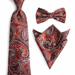 DiBanGu Для мужчин галстук моды классический галстук Красный Галстук Пейсли галстук-бабочка платок запонки шелковые галстуки для Для мужчин