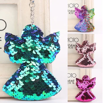 

Cute Angel Sequin Angel Key Pendant Colorful Stuffed Angel Doll Kids Toys Girls Bag Hang Pendant Key Chain Speelgoed Gift