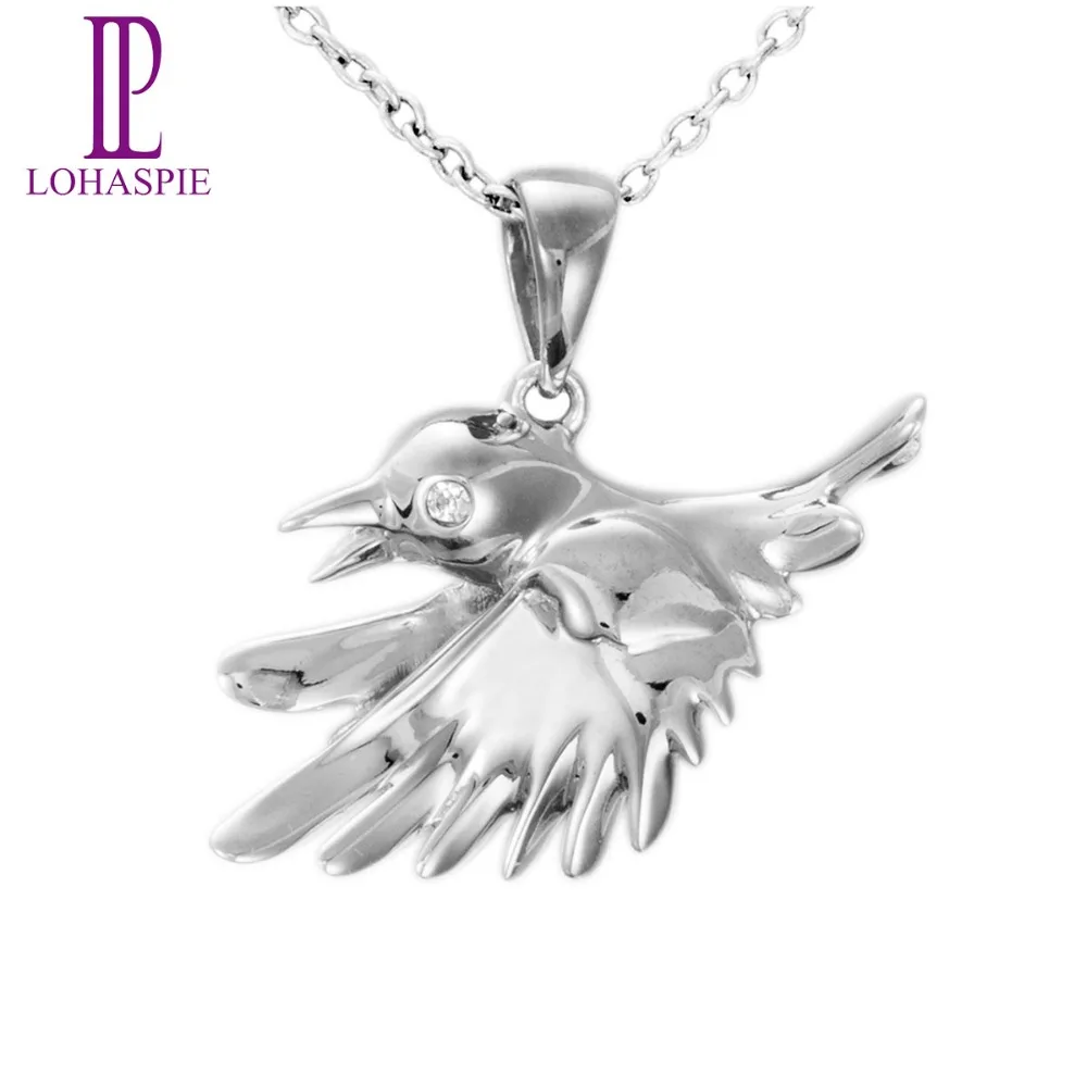 

Lohaspie Gold Jewelry 10K White Gold Bird Shape Pendant Fine Fashion Jewelry For Gift Come With A 18 Inches Silver Chain