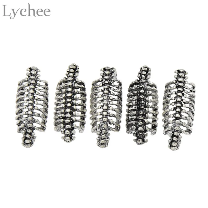 Lychee 5pcs Alloy Spine Dreadlock Clips Silver Color Hair Cuff Clip