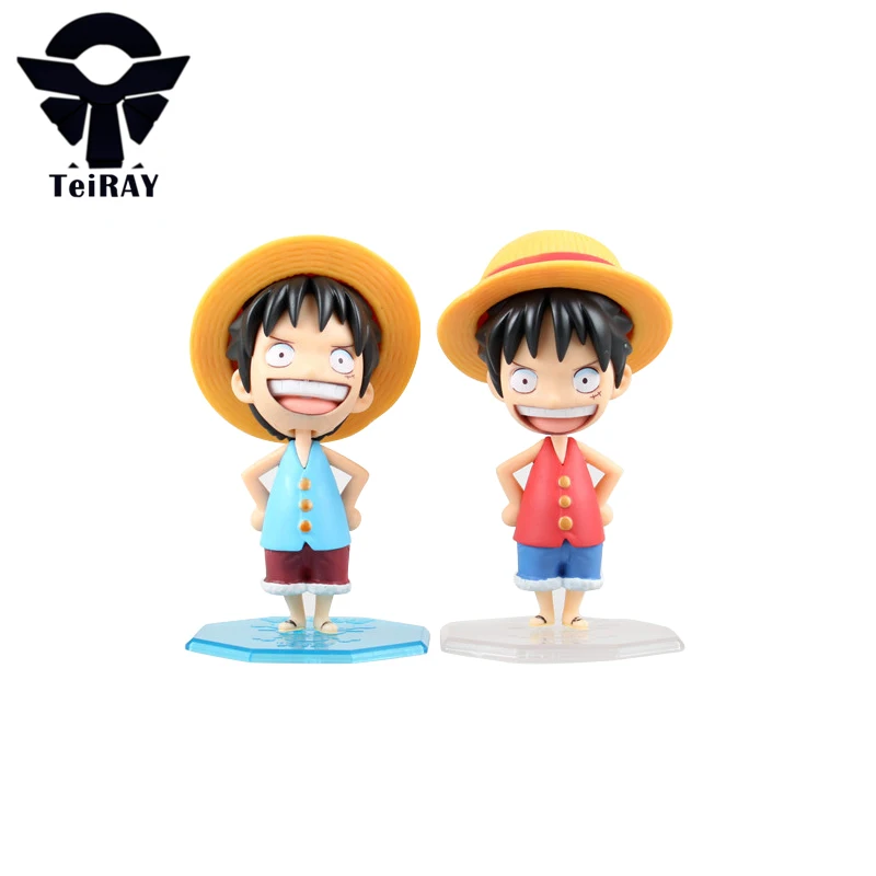 Pop One Piece Luffy Figure 10Cm Japanese Red Blue Nendoroid Pvc Anime