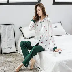 Для женщин Беременность пижамы для беременных, с длинным рукавом хлопковое ночное белье Пижама для беременных Комплекты одежды ночная