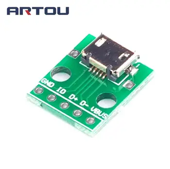 

1PCS Micro USB to DIP 2.54mm Adapter Connector Module Board Panel Female 5Pin Pinboard 2.54mm Micro USB PCB Type Parts
