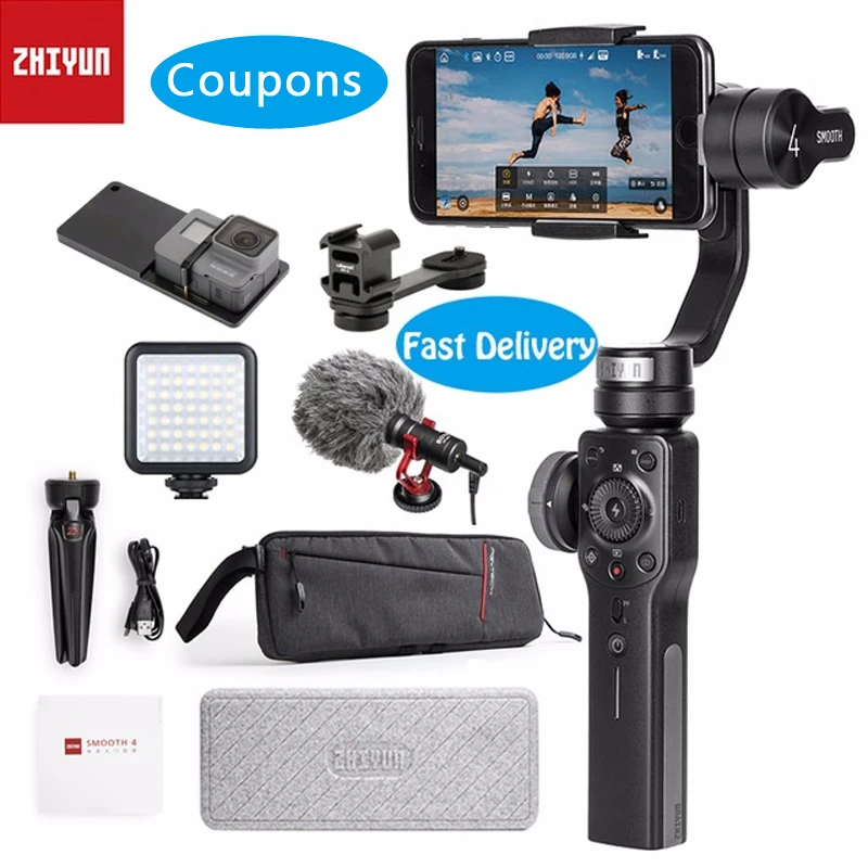 

ZHIYUN Smooth 4 smartphone Handheld 3 Axis gimbal stabilizer selfie steadicam for phone Action camera Sumsung Gopro4 SJCAM