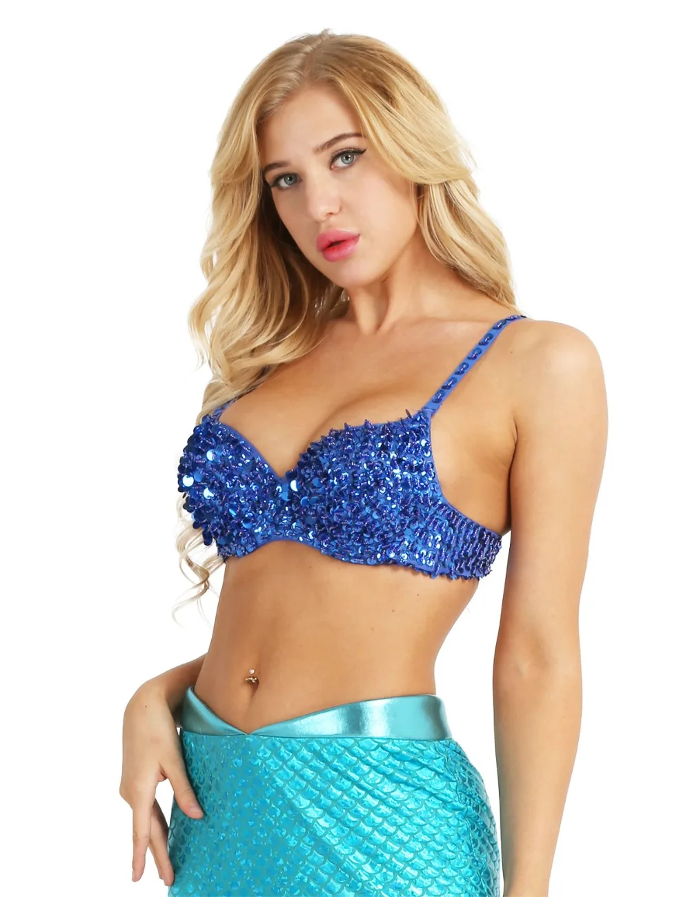 YiZYiF Sequins Bra Women Fashion Sparkle Sequins Beading Padded Bra Top for Raves Dances Club Wear Belly Dancing Sexy Bra Party