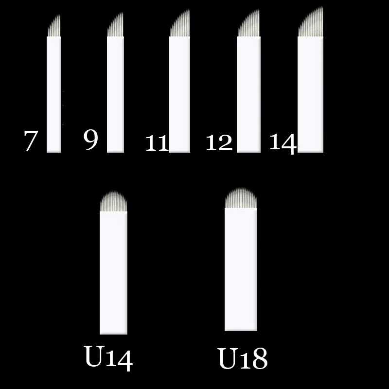 0,18 мм 7 9 11 12 14 U форма Иглы для татуировки PCD Перманентный макияж лезвие для 3D микроблейдинга lamina Agulhas Tebori Blading