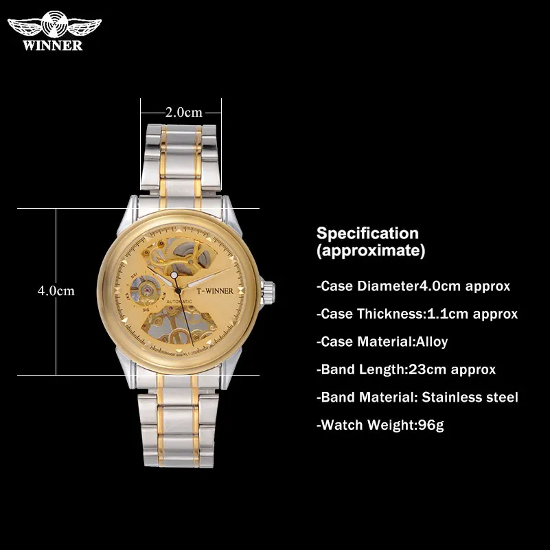 Мужские механические часы, часы с скелетом, бренд WINNER, деловые наручные часы для мужчин, браслет из нержавеющей стали, подарочные часы