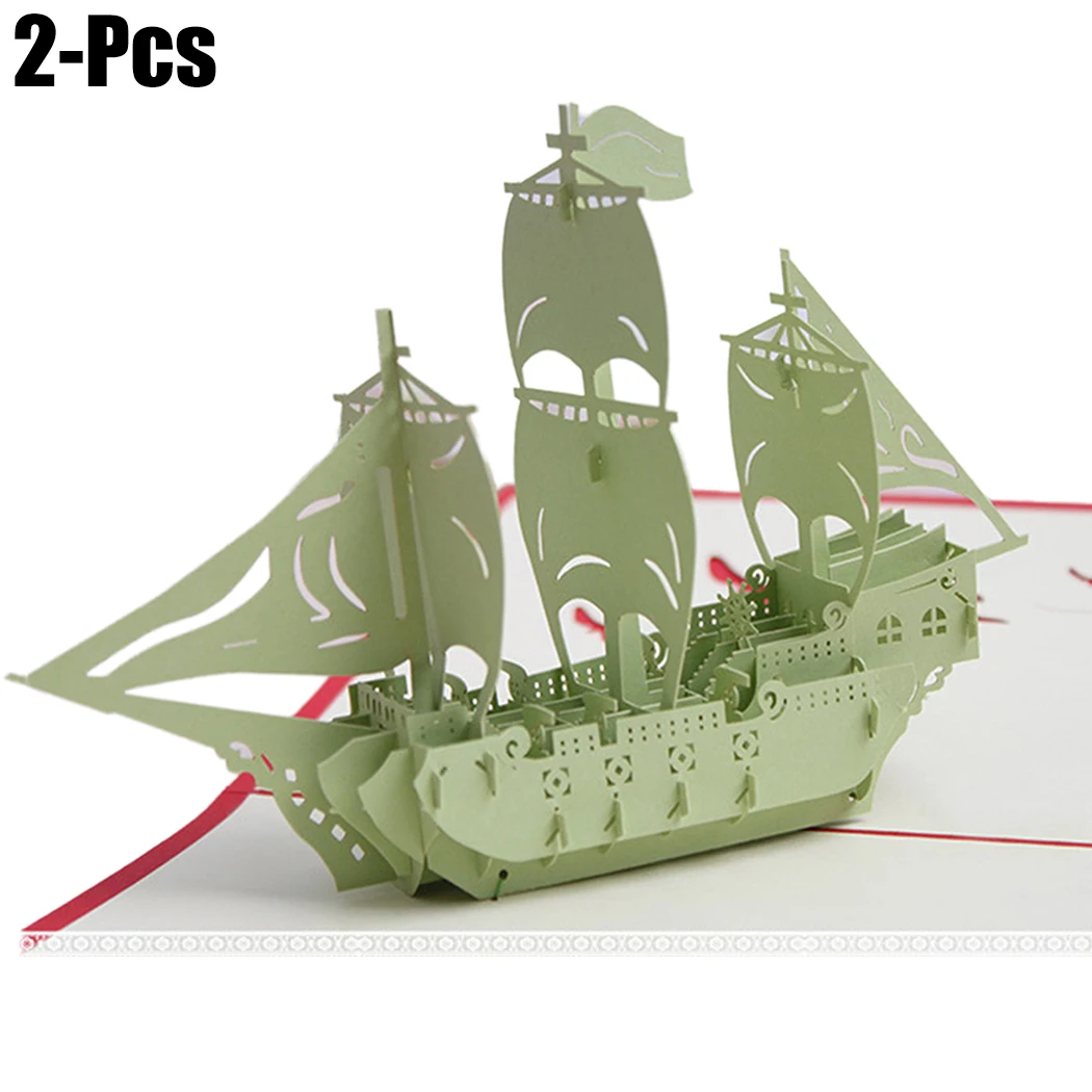  Individual 3D Sailboat Popup Greeting Card Handmade Pop Up Paper Card Business Invitation Smooth Sa - 32892535233
