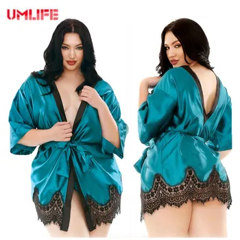 

4XL Big Size Women Bikini Cover Up V-neck Backless Robe Swimsuit Swimwear Bathing Suit Team Bride to be Party Short Satin Robe