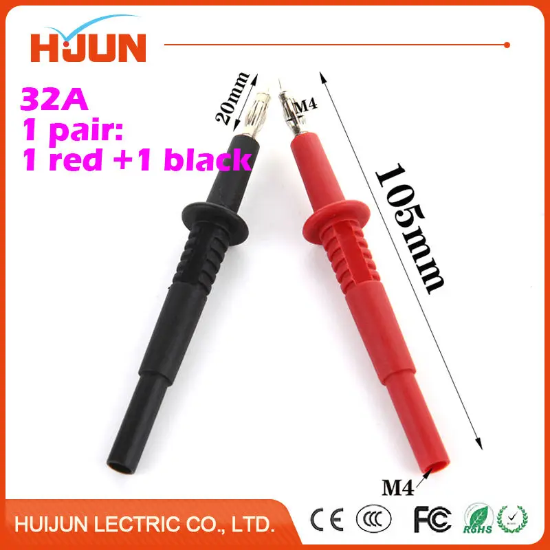 

1pair 2pcs L105mm Spring Test Probe Tips Insulated Test Wire Connector for Multimeter Stainless Steel Needle Test Leads Pin 32A
