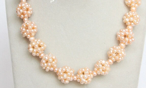 

bjc 000823 18" 17mm pink Freshwater pearls beads ball necklace