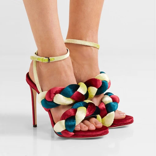 

Rome Style Open Toe High Heels Sandals Ankle Buckle Strap Women Pumps Butterfly-Knot Stiletto Heels Women Shoes Plus Size 35-44