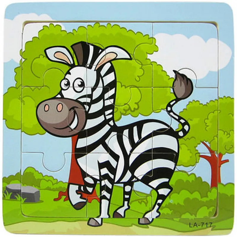 Hot Sale 9 Slice Zebra Wooden Puzzle Toy Educational Developmental Kids