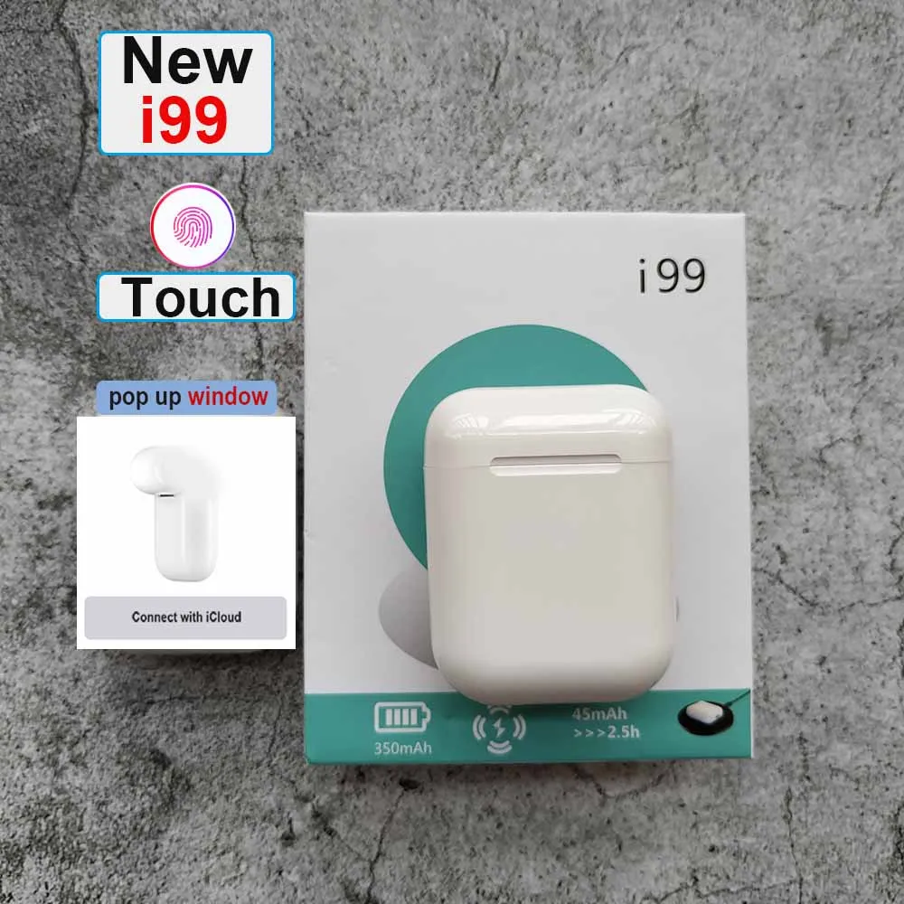 

Mini i99 tws pop up Touch Bluetooth Earphone 5.0 with Case Music 3D Stereo Headset for iphone ear