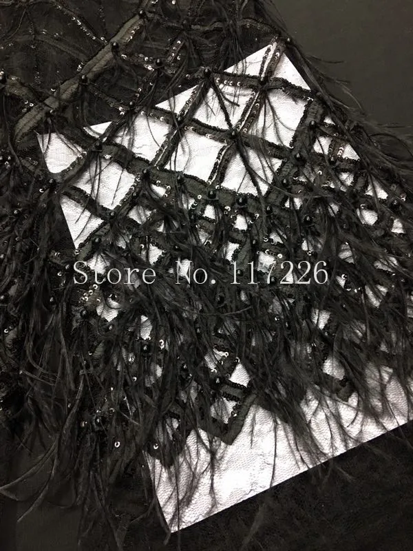 

Супер качество, черное перо, тюль, кружевная ткань, специальный JRB-112946, французская сетка, кружевная ткань с бусинами для вечеринки