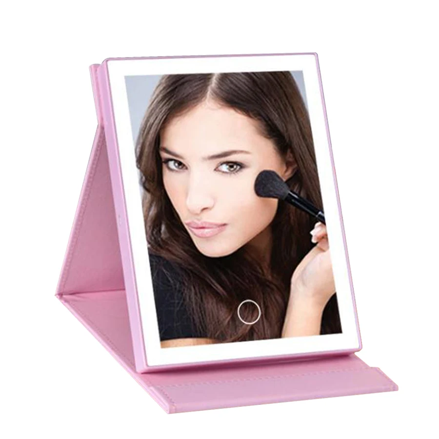 Adjustable Touch Screen LED Makeup Mirror pocket mirror Portable Folding Cosmetic light Mirror