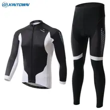 XINTOWN Мужской Велосипед Pro Team Ropa Ciclismo с длинным рукавом Велоспорт Джерси и комбинезон набор одежда для велоспорта костюмы черно-белый