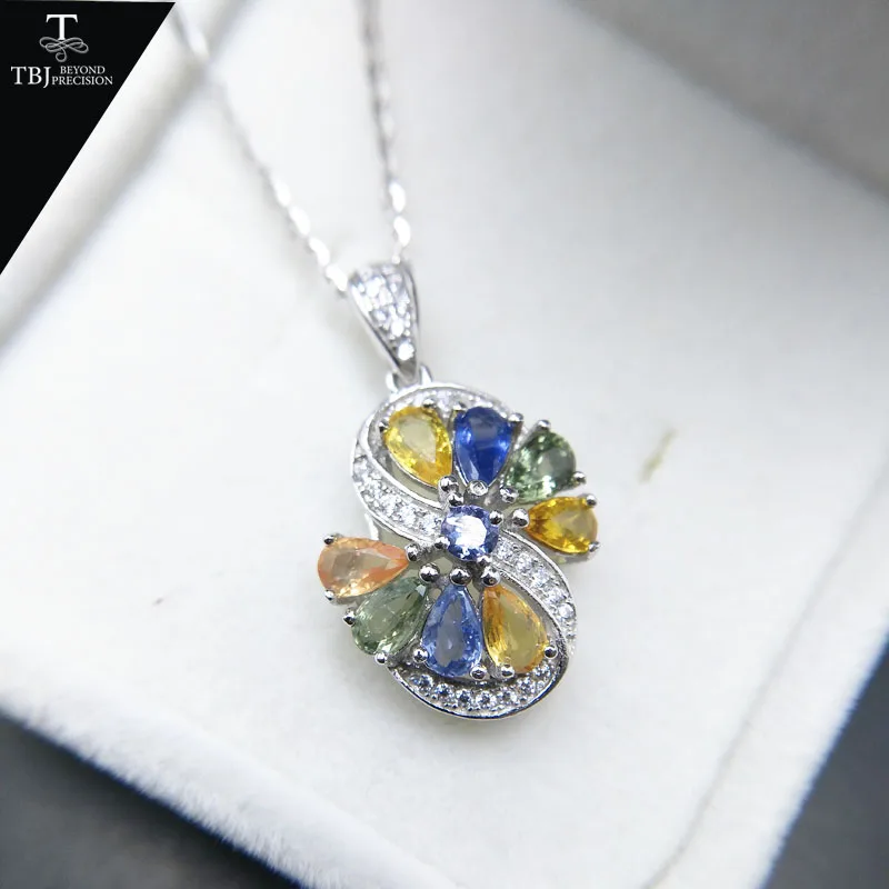 

TBJ Natural fancy color sapphire 2.25ct tanzanite pendant in 925 sterling silver gemstone necklace for women gift with box