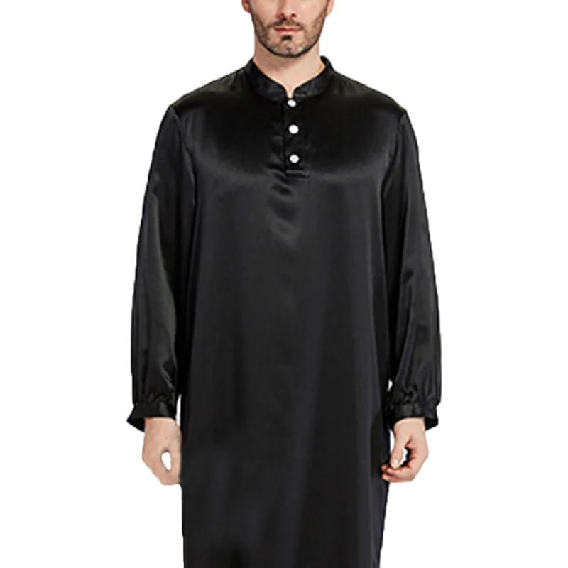 INCERUN шелковый атлас для мужчин халат пижамы длинный Lounge Ropa Arabe Kurtas костюмы Платье домашнее платье Masculina Исламская одежда