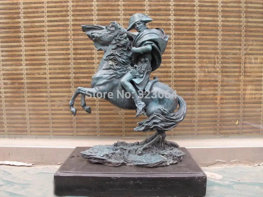 Western Green Bronze Marble Sculpture Art Napoleon Bonaparte Ride Horse