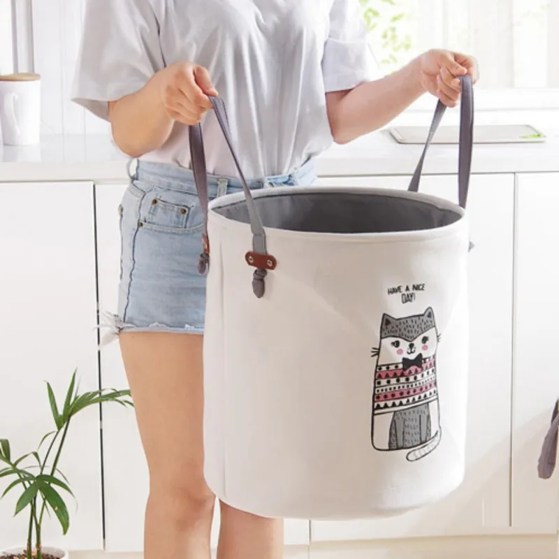 

Waterproof Canvas Laundry Hamper Bag Animal Pattern Clothes Storage Baskets Home clothes kids toy storage laundry basket