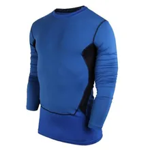 Мужской компрессионный базовый слой футболки для бега с длинным рукавом спортивная коллекция Топ плотная футболка A