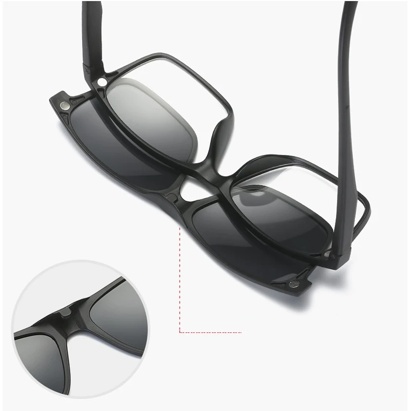 Набор Магнитных очков, оправа для очков с 5 шт., солнцезащитные очки на клипсах для женщин и мужчин, поляризованные зеркальные линзы, оптические очки для близорукости по рецепту