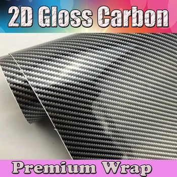 

2D Black Glossy Carbon Fiber Premium Car Vinyl Wrapping Film Glossy Foil Sticker Shiny Gloss Carbon Fiber Size:1.52x30m/roll