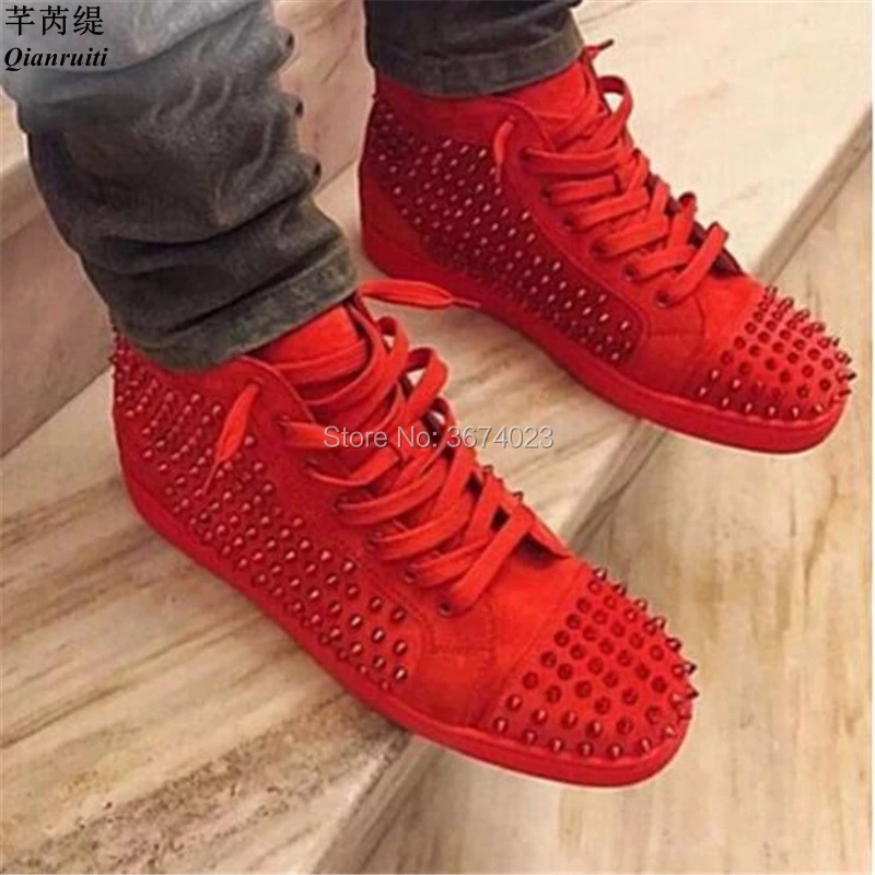 Qianruiti zapatillas de deporte con tachuelas para hombre, zapatos planos informales con remaches plataforma botines pasarela|Zapatos informales de hombre| - AliExpress