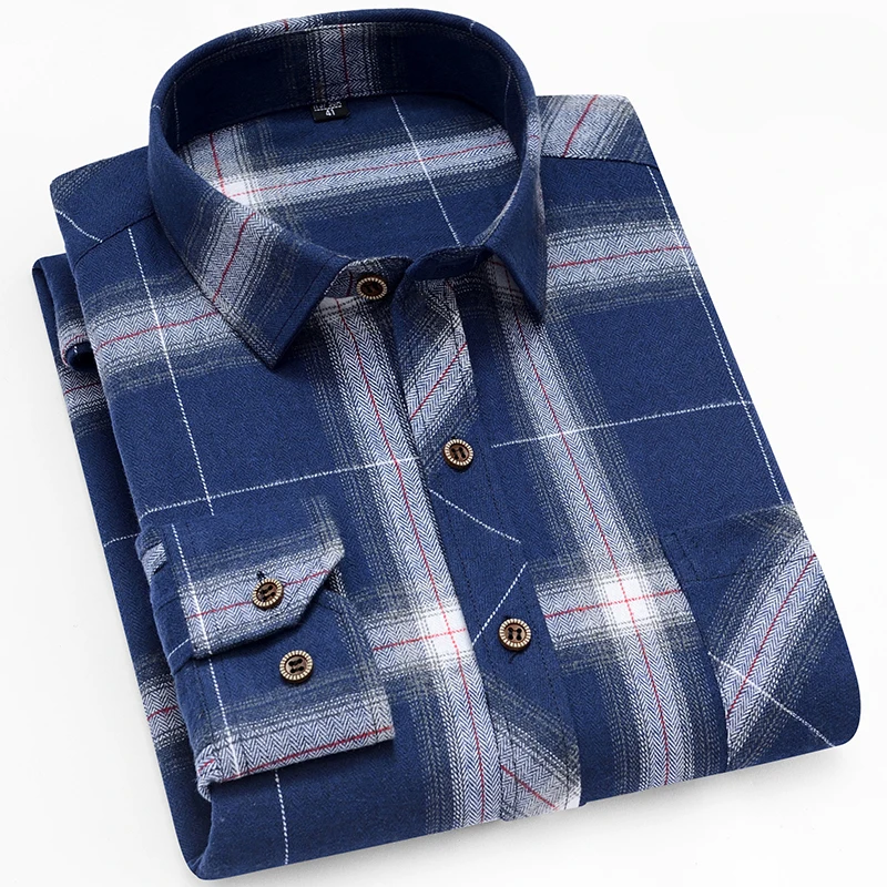 2019 Новая мода щеткой ткань Классический проверить дизайн с длинным рукавом отложной воротник slim fit удобные для мужчин plaidcasual рубашки