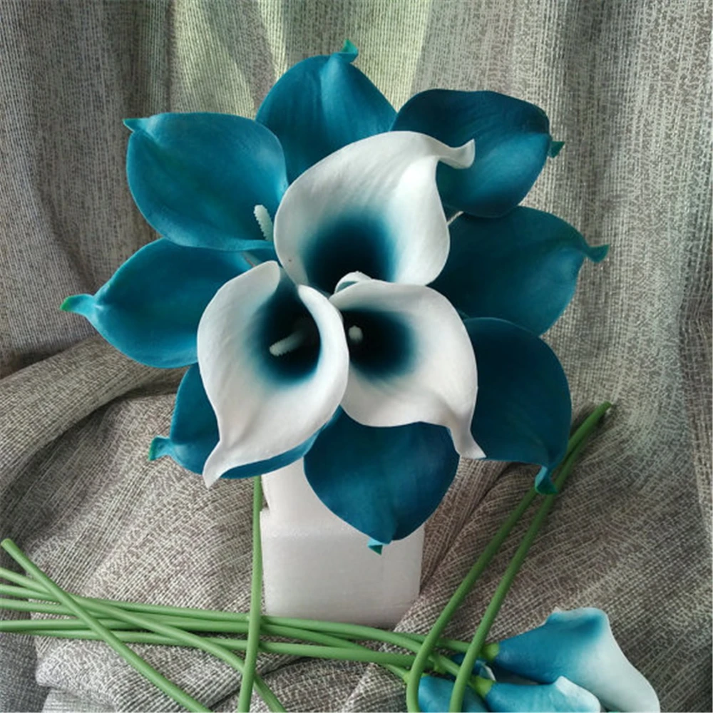 Oasis Teal Wedding Flowers Teal Blue Calla Lilies 10 stem ...