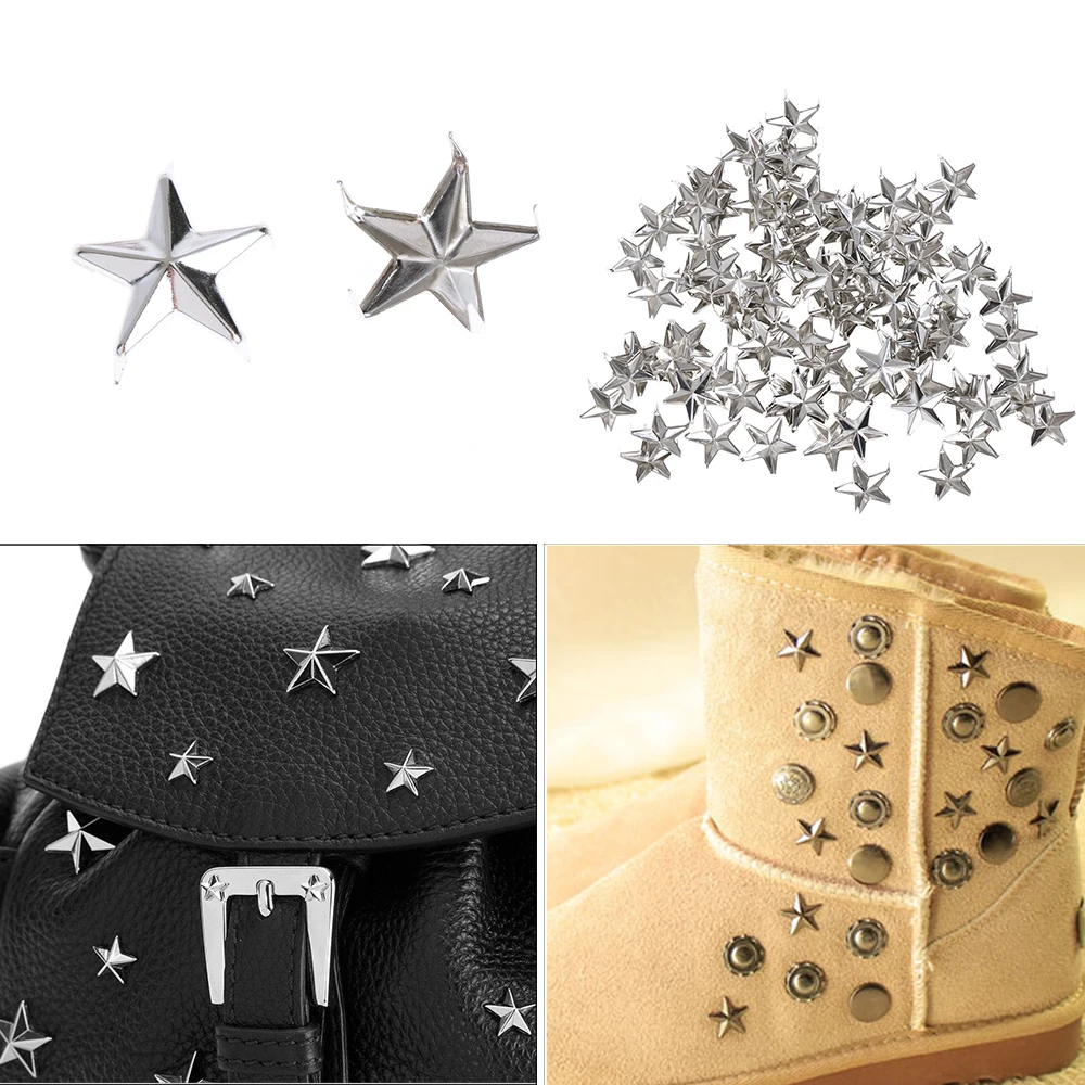 Star Rivets 100pcs 15mm Leather Craft DIY Studs Spikes Spots Nailhead