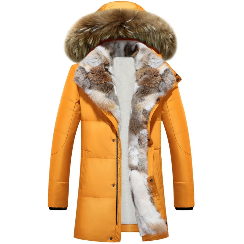Длинные мужские парки с капюшоном, Толстая Теплая мужская зимняя куртка размера плюс S-5XL, брендовая одежда, мужское пальто с меховым воротником