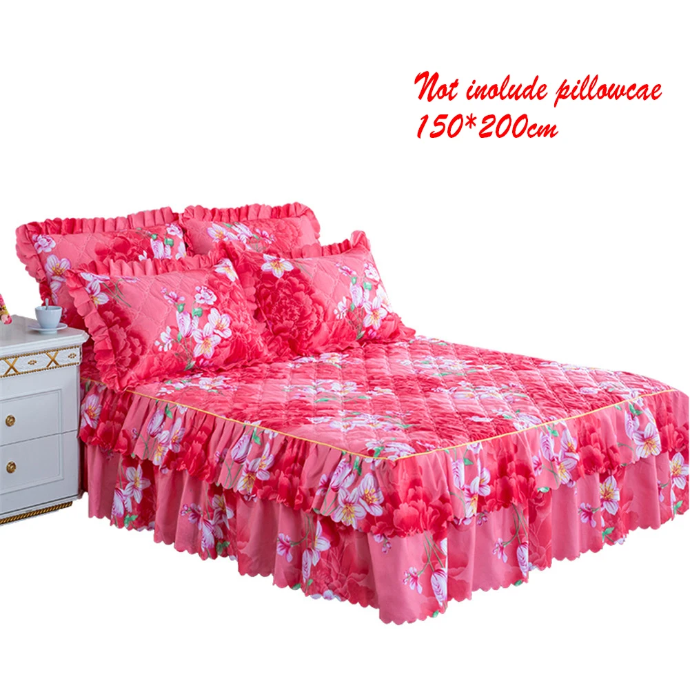 Утолщенная стеганая кровать юбка односпальная кровать покрывало простыня-простой цветочный узор серия