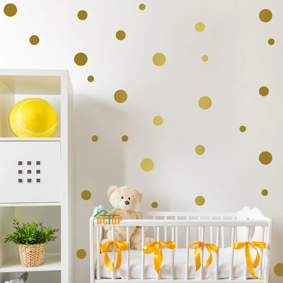 

Multicolor Diy Polka Dot Wall Sticker For Kids Rooms Decoration Metallic Gold Black Pink Polka Dots Wall Art Stickers Home Decor