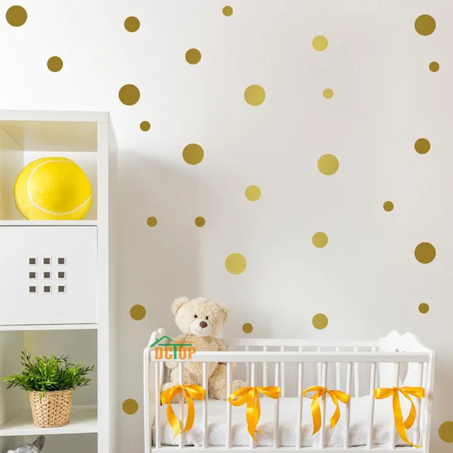 Multicolor Diy Polka Dot Wall Sticker For Kids Rooms Decoration Metallic Gold Black Pink Polka Dots Wall Art Stickers Home Decor