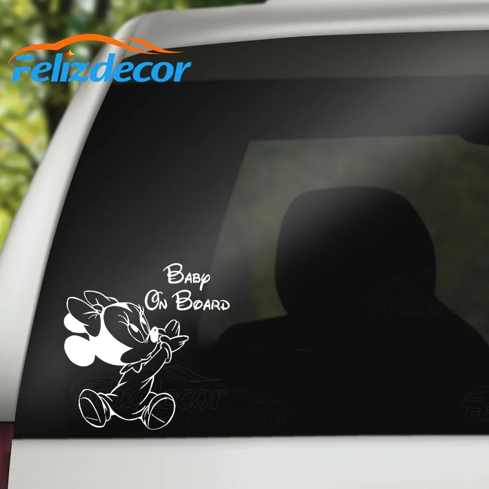15 см высокий Минни Маус ребенок на доска мультфильм автомобиль наклейка зеркало заднего вида Наклейка окна автомобиля бампер милый водонепроницаемый съемный L093
