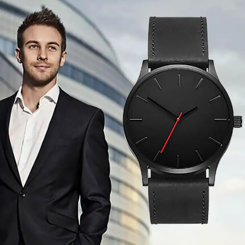 

Men's Watch Fashion Business Quartz Large Dial Watch For Men's Matte Belt Wrist Watch drop shipping 2018JUL10