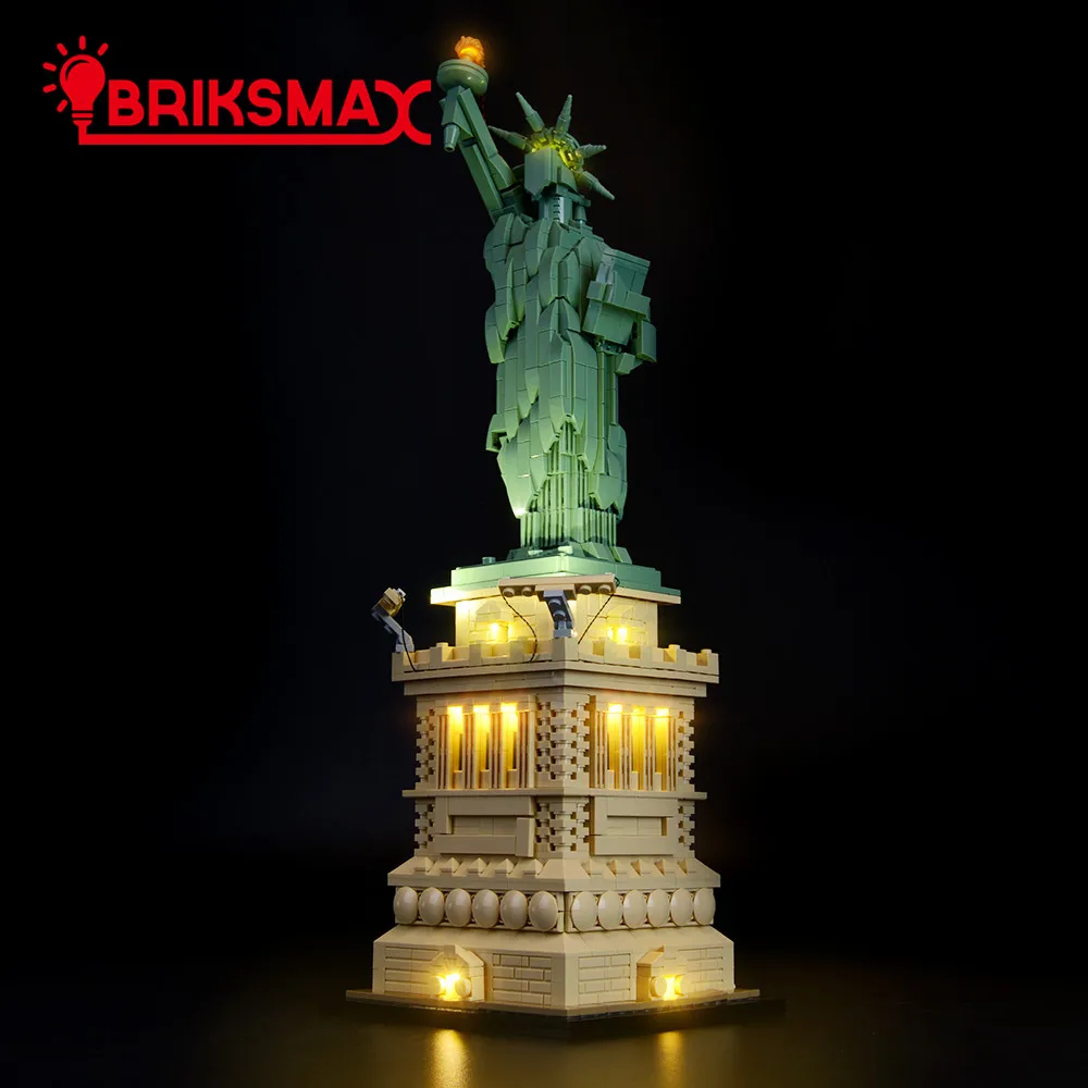 BriksMax Led Light Up Комплект для архитектурной статуи Свободы строительные блоки, совместимые с 21042 (не включая модель)