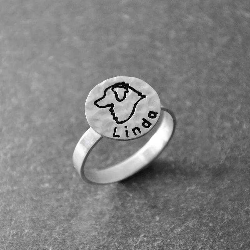 Engravable Ring, Custom Engraving, Silver Dog Ring, Personalized dog