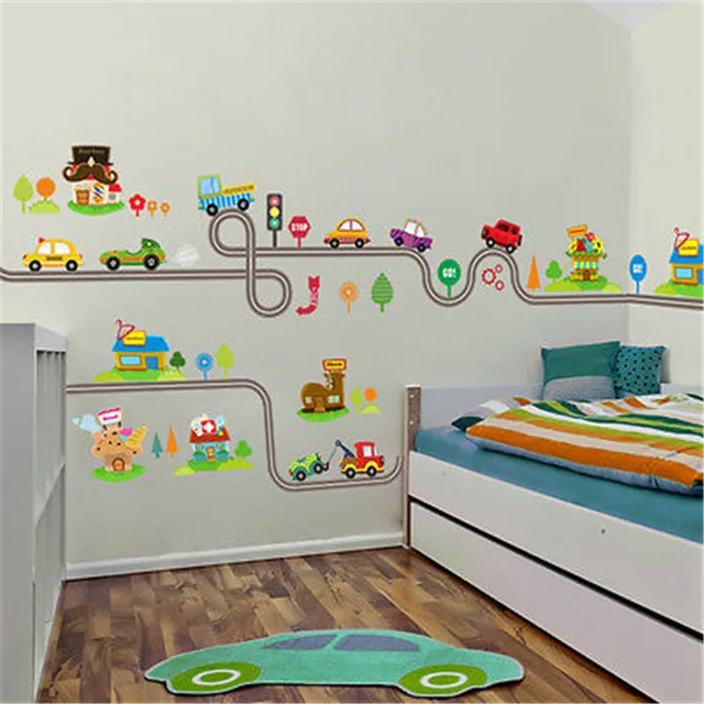 2017 new removable transport truck car wall sticker art decal diy