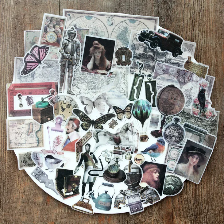 

KSCRAFT 50pcs Retro Style Stickers Scrapbooking/Card Making/Journaling Project DIY