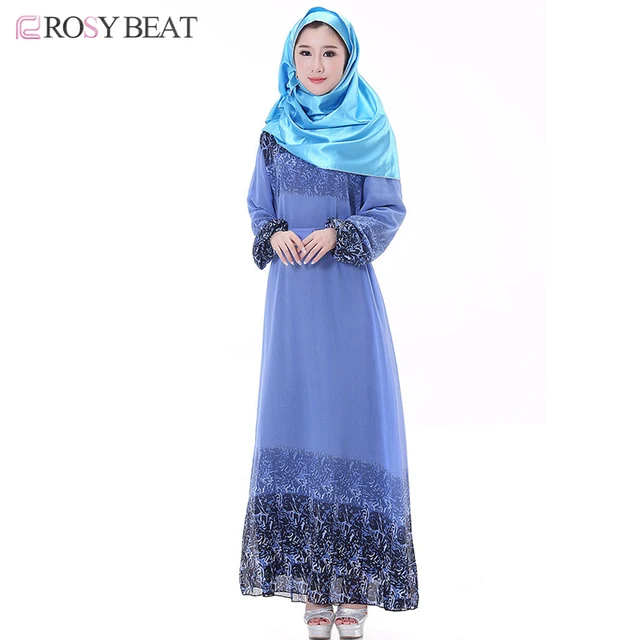 floral Print Chiffon Abaya Dresses with Sashes New Women Malaysia Islamic muslim Clothes Plus Size Large