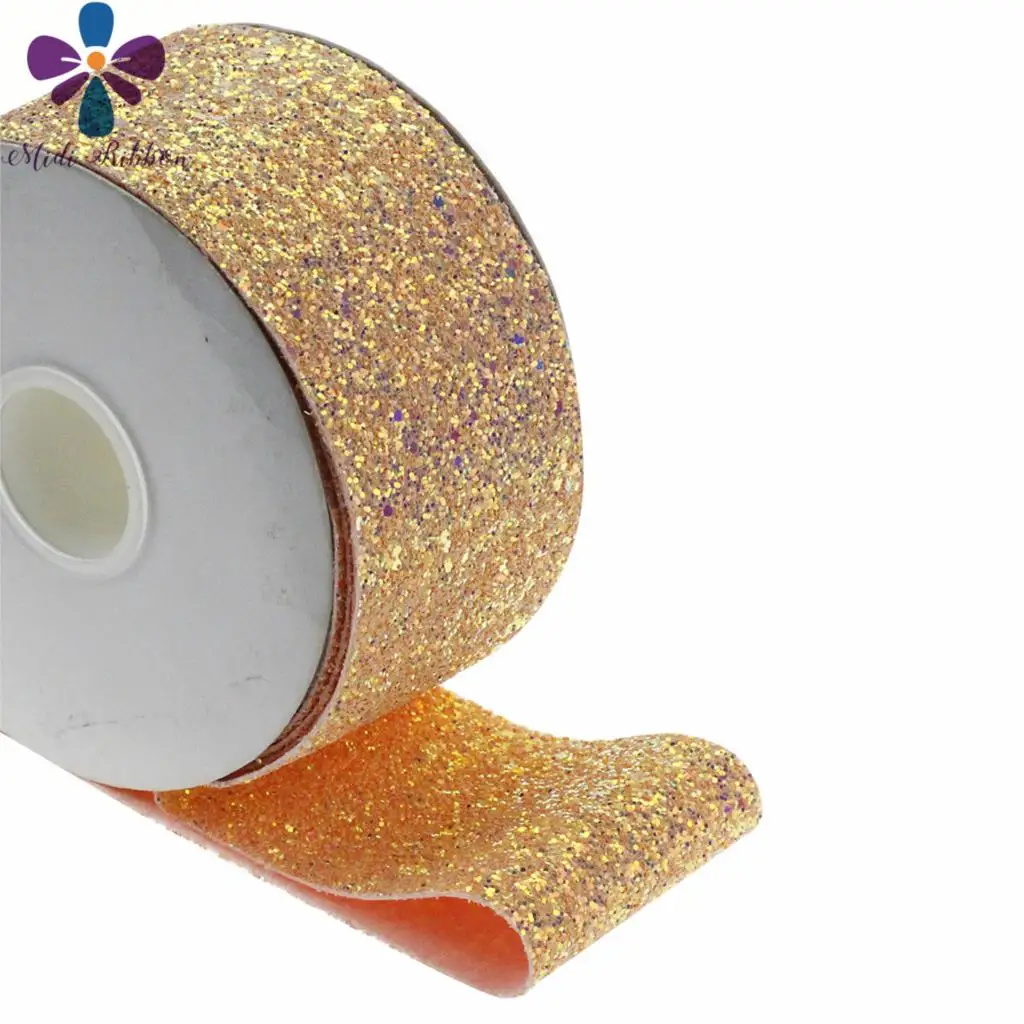 Glitter Shiny Leather Solid Ribbon Fabric DIY Materials 2Yards//roll 3/'/' 75mm