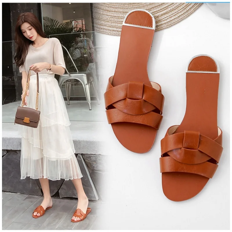 

2019 Beach Women Slippers Sandals Women Slippers Flat Heel Casual Ladies Shoes Outdoor Female Slides