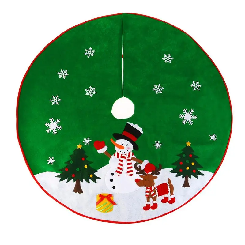 

NICEXMAS Non-woven Christmas Xmas Tree Skirt Circle Snowman Pattern Base Cover Decoration Apron Wrap (Green)