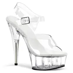 15 см; обувь с кристаллами; черные сандалии принцессы на высокой водонепроницаемой платформе; танцевальная обувь