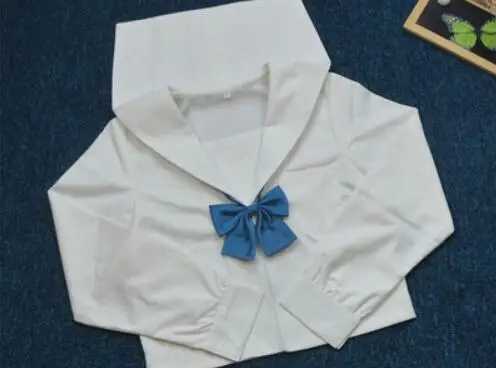 Короткий темно-синий японский JK комплект с длинными рукавами, вишневый Школьный костюм для девочек, новинка, костюмы моряка, комбинезон униформа для девочек, JKL024 - Цвет: 024 white5