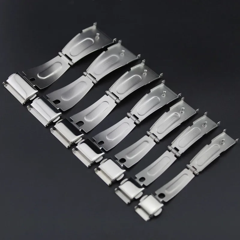 Double Click Buckle Watch Push Button Fold Deployment Clasp Silver