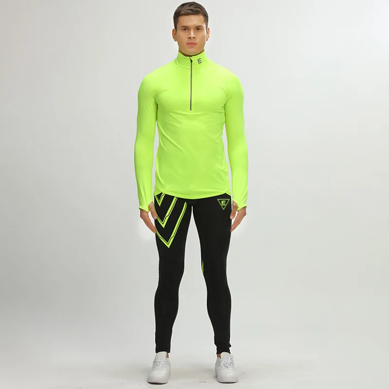 

Brand Autumn Winter Men Skintight Fitness Sets Quick Dry Breathable Elastic Sportswear Sets Yoga Running Bodybuilding Gym Suits